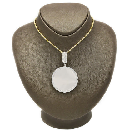 925 Silver 3.54CTW Lab Grown Diamond Picture Charm Curve Edges Pendant 11.4g