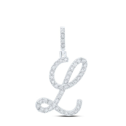 0.18CTW Natural Diamond 2.05g Sterling Silver Initial "L" Pendant Letter Charm