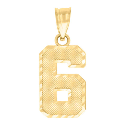 10k Yellow Gold Initial Number "6" Pendant 0.8g Numeral Unisex Charm