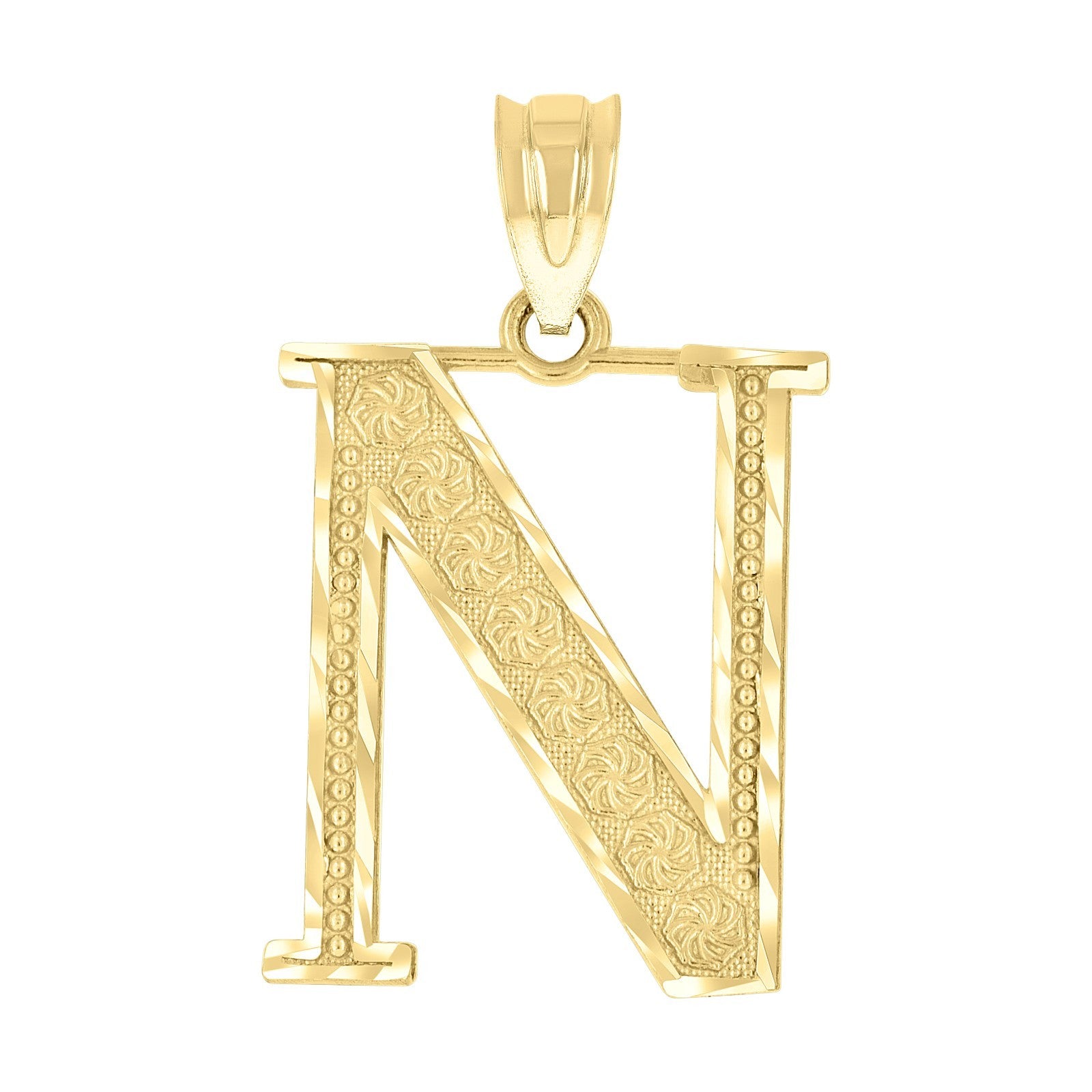 10k Yellow Gold Initial Letter "N" Pendant 1.3g Alphabet Unisex Charm