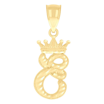 10k Yellow Gold Crown Initial Letter "E" Pendant 1.1g Alphabet Unisex Charm