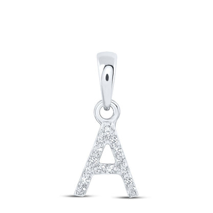 0.03CTW Natural Diamond 0.34g 10k White Gold Initial "A" Pendant Letter Charm