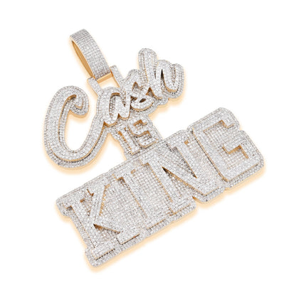 10k Yellow Gold 4.96CTW Pure Diamond "Cash Is King" Pendant Solid Back 37g Charm