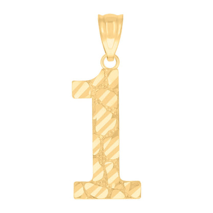 10k Yellow Gold Initial Number "1" Pendant 0.7g Numeral Unisex Charm