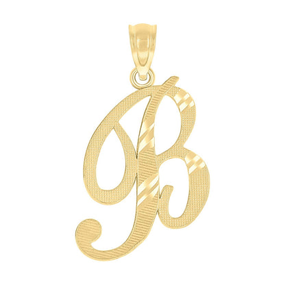 10k Yellow Gold Initial Letter "B" Pendant 0.7g Alphabet Unisex Charm