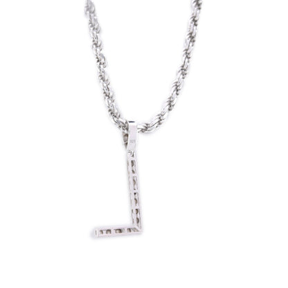 925 Silver Natural 0.15 CTW Diamond Initial Alphabet "L" Pendant 2g Unisex Charm