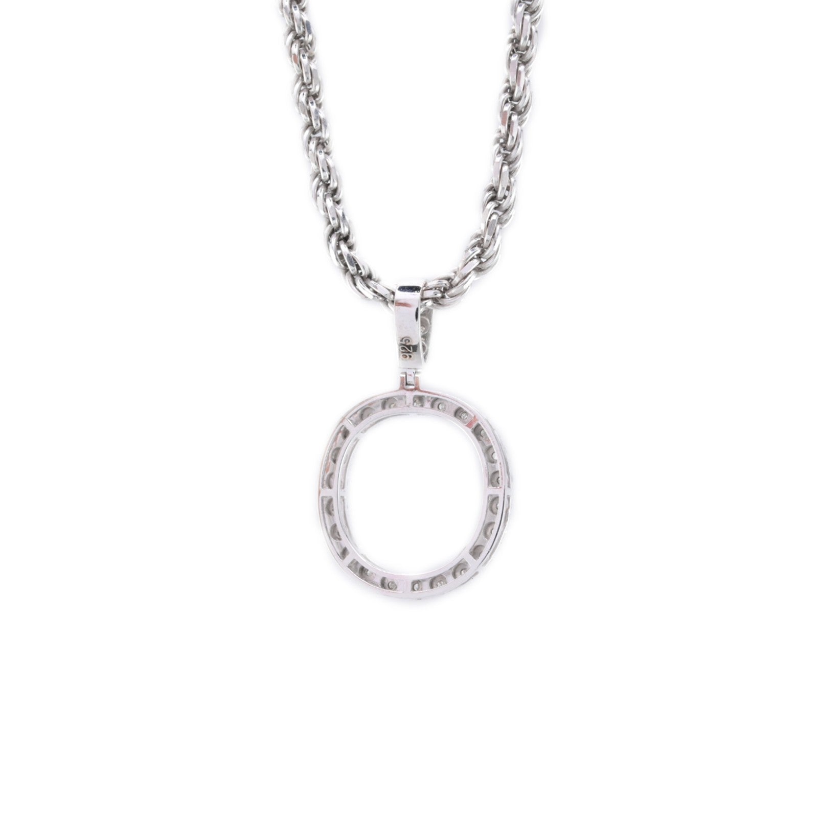 925 Silver Natural 0.15 CTW Diamond Initial Alphabet "O" Pendant 2g Unisex Charm