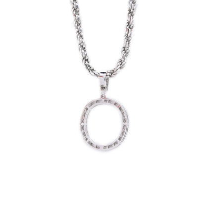 925 Silver Natural 0.15 CTW Diamond Initial Alphabet "O" Pendant 2g Unisex Charm