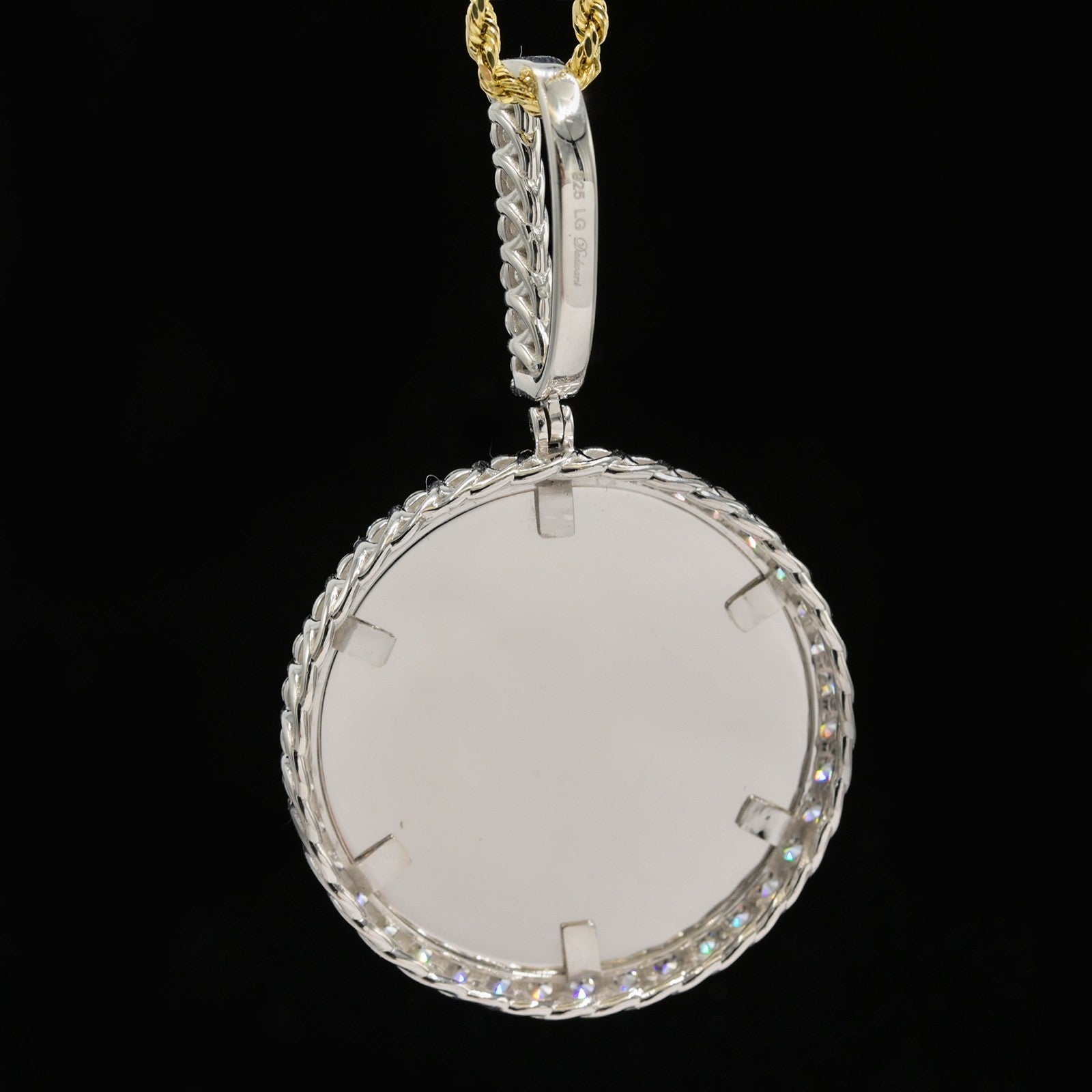 925 Silver 3.35CTW Lab Grown Diamond Picture Charm Big Pointers Pendant 11.3gms