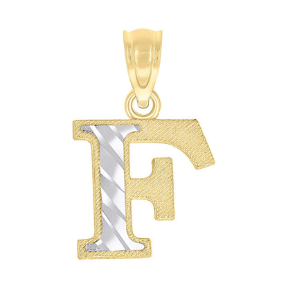 10k Yellow & White Gold Initial Letter "F" Pendant 0.6g Alphabet Unisex Charm