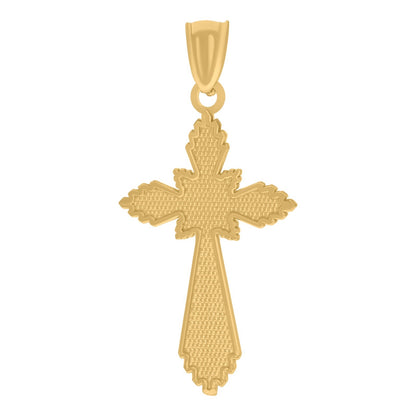 Womens 10k Yellow Gold Textured Cross Religious Charm 1gms Pendant