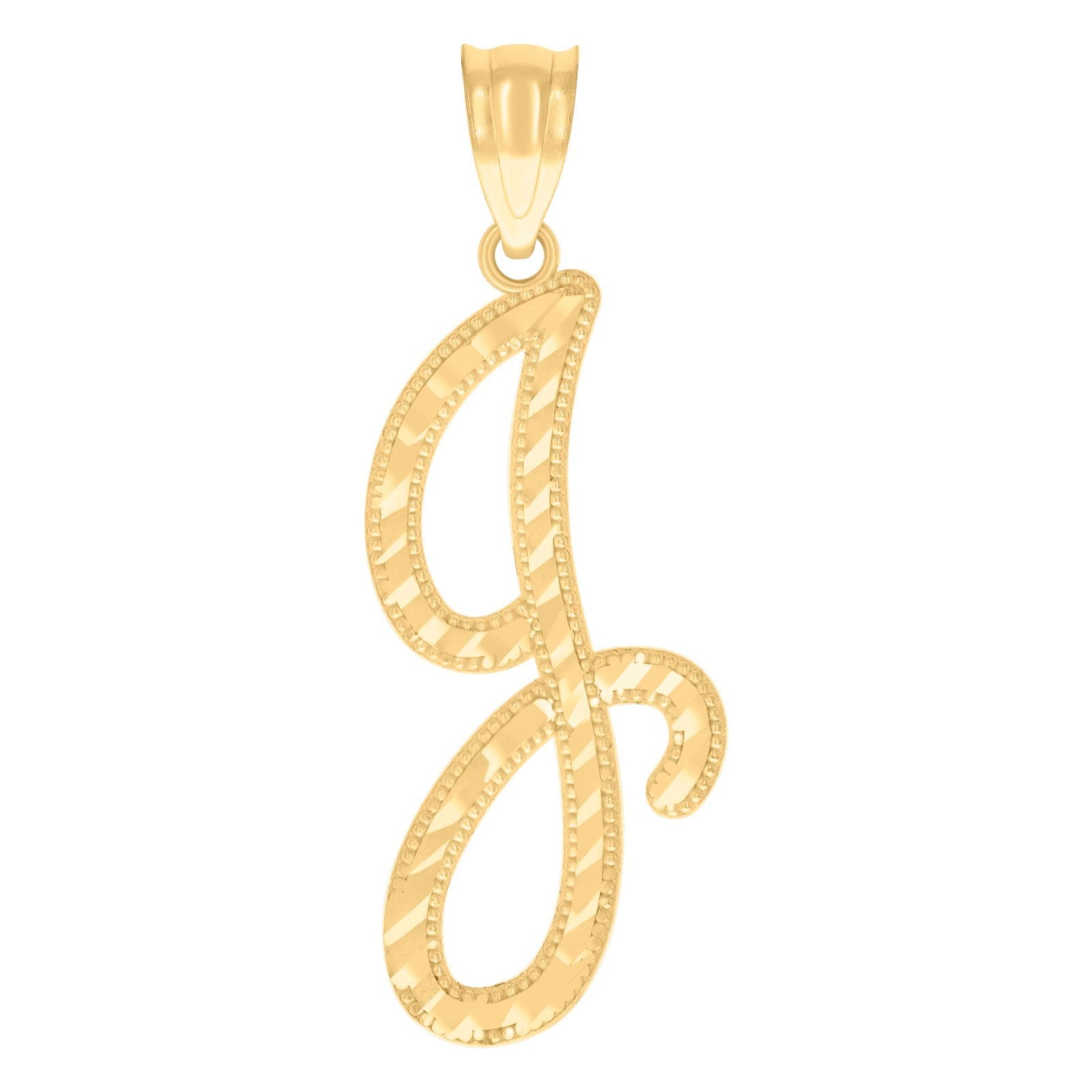10k Yellow Gold Initial Letter "J" Pendant 0.7g Script Alphabet Unisex Charm