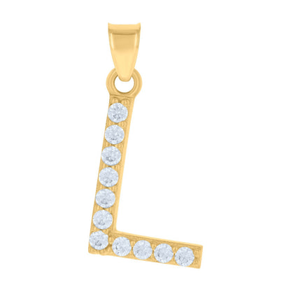 10k Yellow Gold Cubic Zirconia Initial "L" Pendant 0.8g Alphabet Unisex Charm