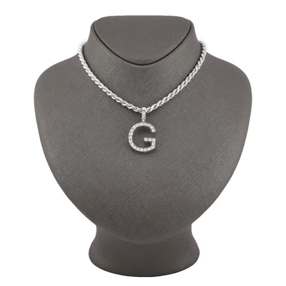 925 Silver Natural 0.15 CTW Diamond Initial Alphabet "G" Pendant 2g Unisex Charm