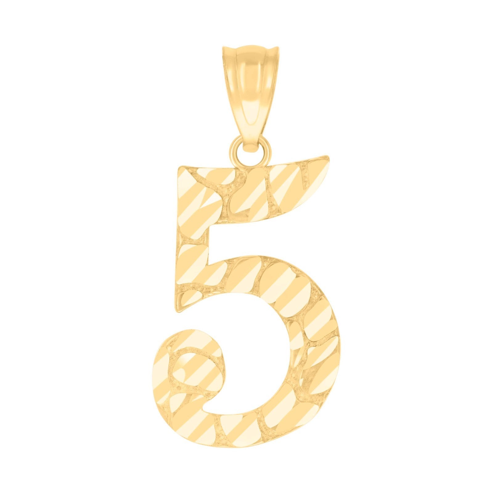 10k Yellow Gold Initial Number "5" Pendant 0.9g Numeral Unisex Charm