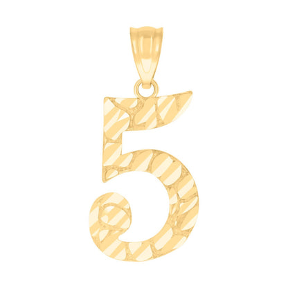 10k Yellow Gold Initial Number "5" Pendant 0.9g Numeral Unisex Charm