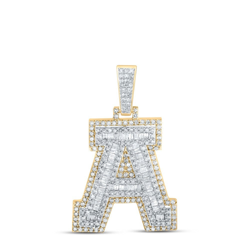 10k Yellow Gold Mens 0.92 CTW Natural Diamond Initial "A" Charm 3.45g Pendant