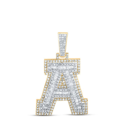 10k Yellow Gold Mens 0.92 CTW Natural Diamond Initial "A" Charm 3.45g Pendant