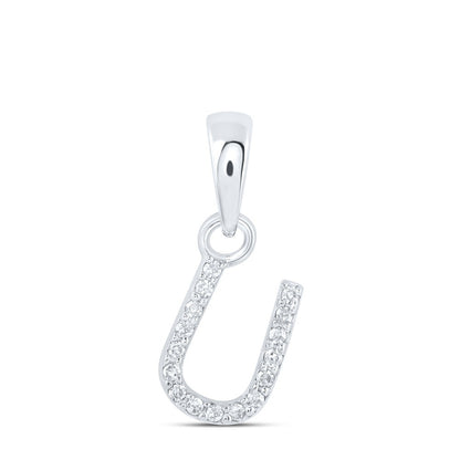 0.03CTW Natural Diamond 0.36g 10k White Gold Initial "U" Pendant Letter Charm