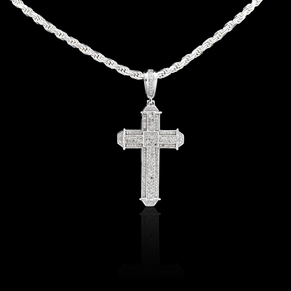 10k White Gold 0.5CTW Natural Diamond Cross Charm 5.3gms Religious Mens Pendant