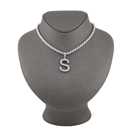 925 Silver Natural 0.15 CTW Diamond Initial Alphabet "S" Pendant 2g Unisex Charm