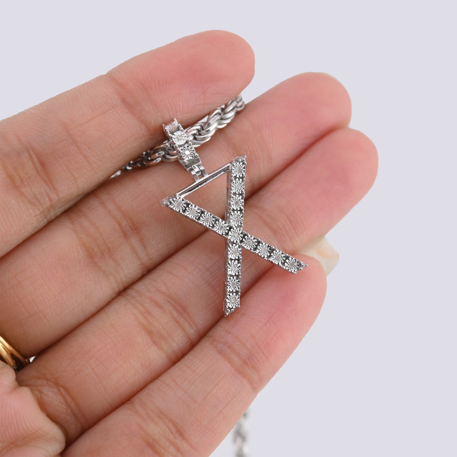 925 Silver Natural 0.15 CTW Diamond Initial Alphabet "X" Pendant 2g Unisex Charm