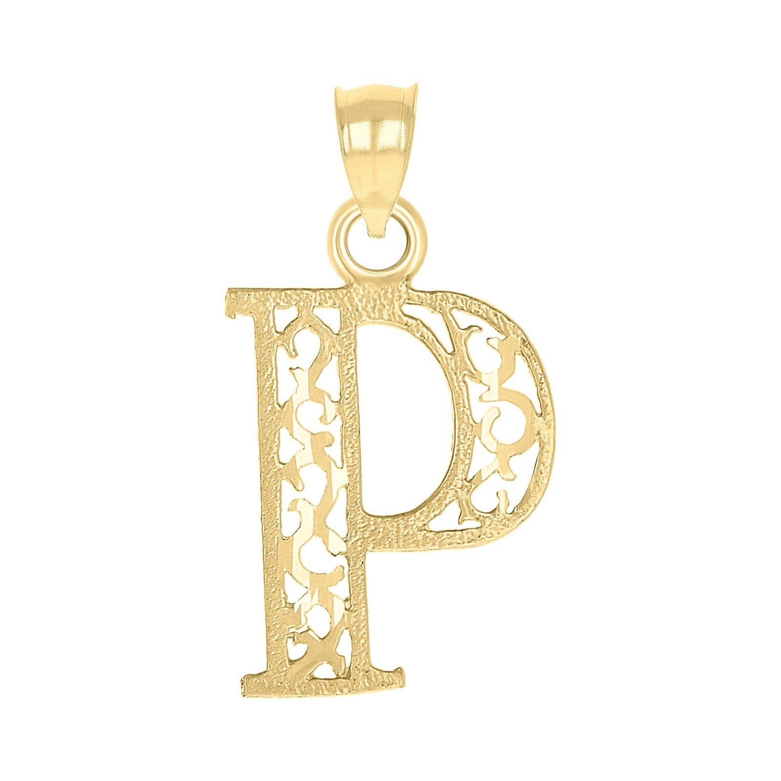 10k Yellow Gold Initial Letter "P" Pendant 0.6g Alphabet Unisex Charm