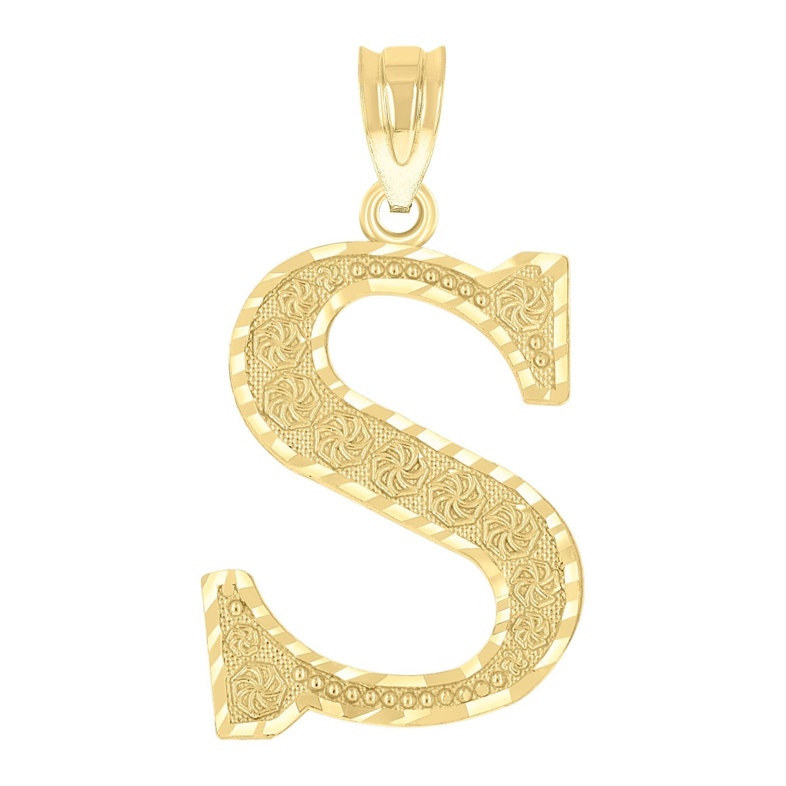 10k Yellow Gold Initial Letter "S" Pendant 1.4g Alphabet Unisex Charm