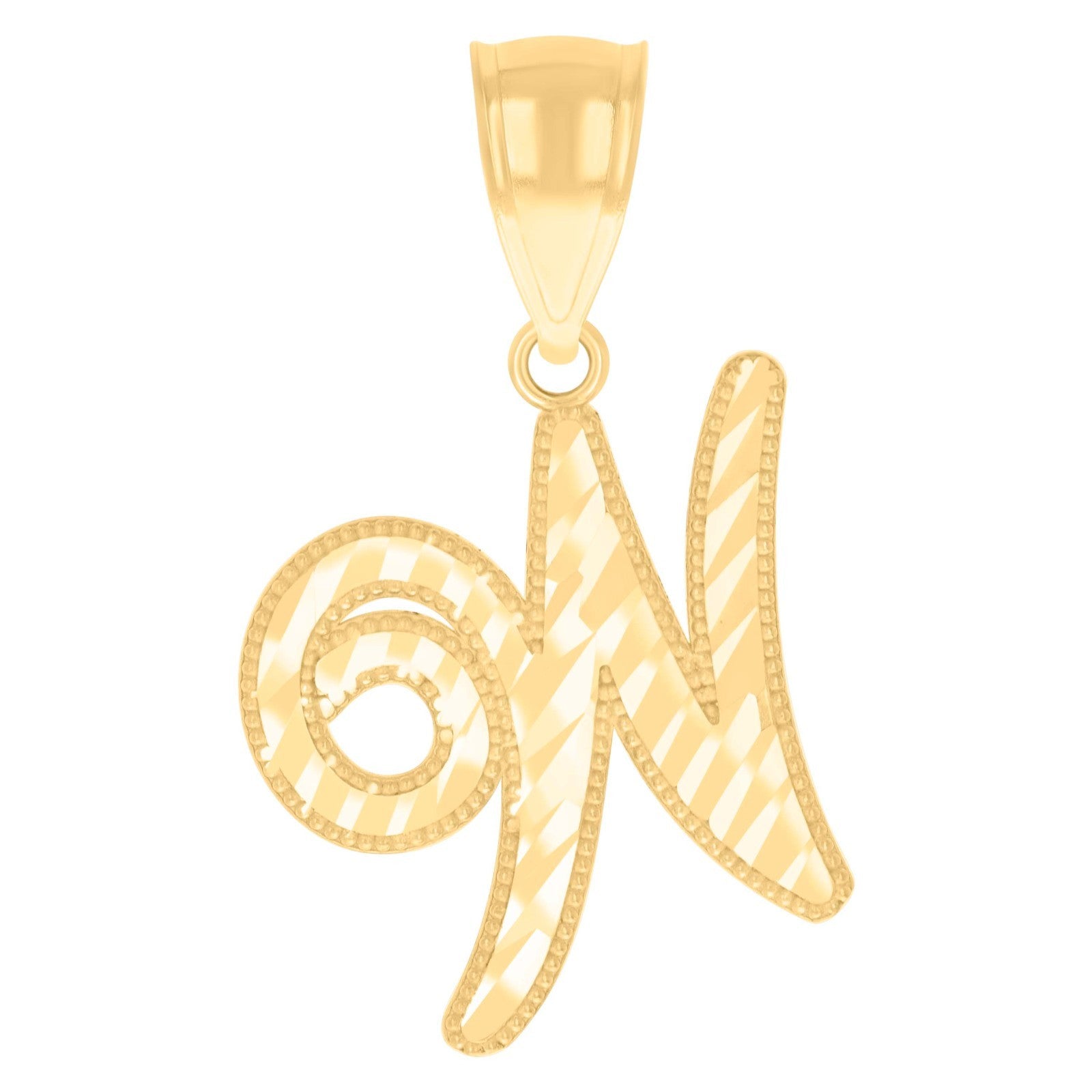 10k Yellow Gold Initial Letter "W" Pendant 1.1g Script Alphabet Unisex Charm
