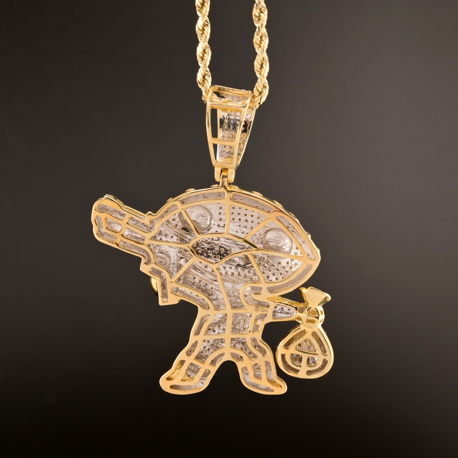 10k Yellow Gold 1.2CTW Natural Round Diamond STEWIE GRIFFIN Pendant 12.6g Charm