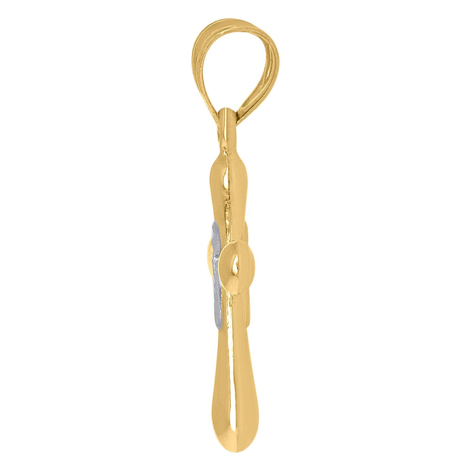 10k Yellow & White Gold Unisex Adult Polished Cross Religious Charm 1gms Pendant