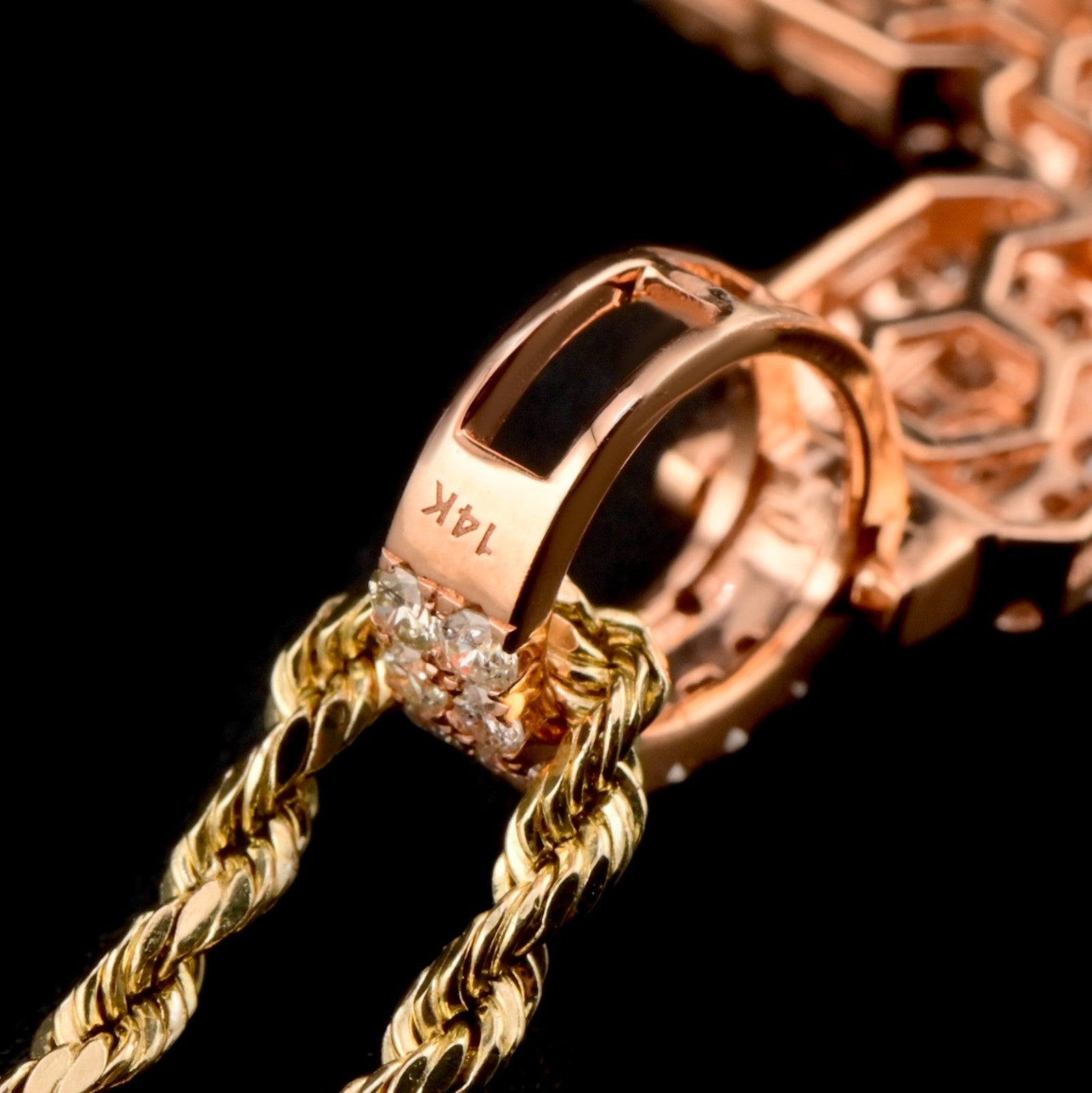 14k Rose Gold 3.03CTW Natural Round Diamond Cross Religious Pendant 6.7g Charm