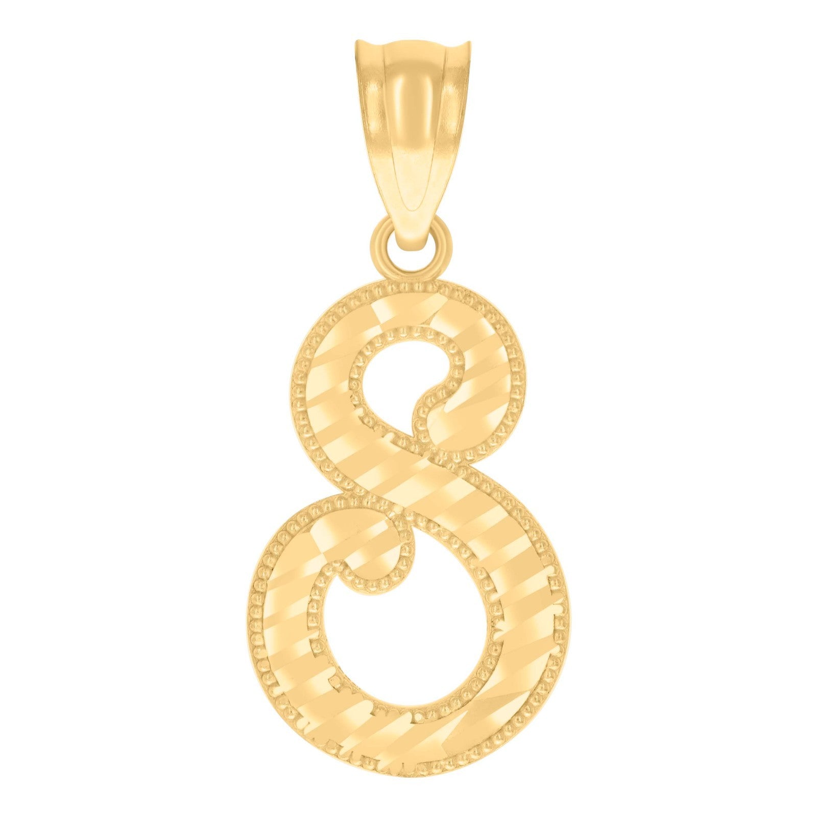 10k Yellow Gold Initial Letter "S" Pendant 0.7g Script Alphabet Unisex Charm