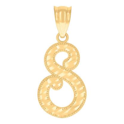 10k Yellow Gold Initial Letter "S" Pendant 0.7g Script Alphabet Unisex Charm
