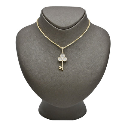 10k Yellow Gold 0.9CTW Natural Round Diamond Key Shape Pendant 2.9g Charm