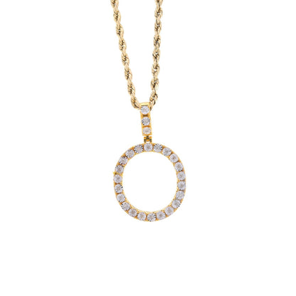 925 Yellow Natural 0.15 CTW Diamond Initial Alphabet "O" Pendant 2g Unisex Charm
