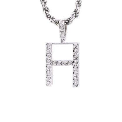 925 Silver Natural 0.15 CTW Diamond Initial Alphabet "H" Pendant 2g Unisex Charm