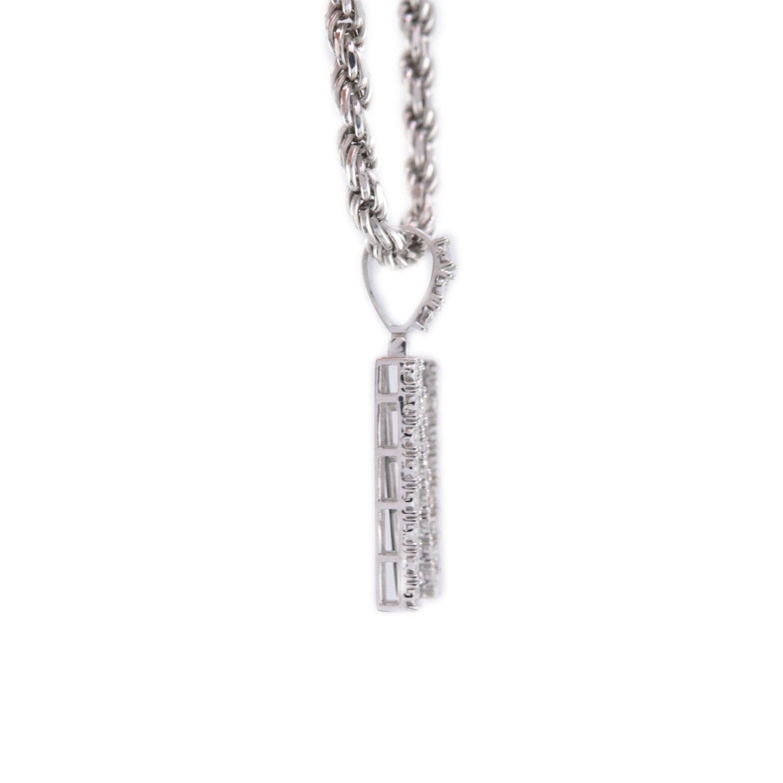 925 Silver Natural 0.15 CTW Diamond Initial Alphabet "N" Pendant 2g Unisex Charm