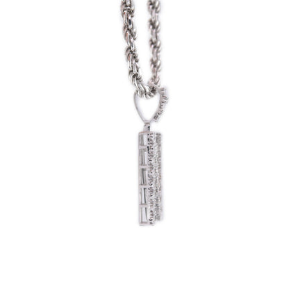 925 Silver Natural 0.15 CTW Diamond Initial Alphabet "N" Pendant 2g Unisex Charm