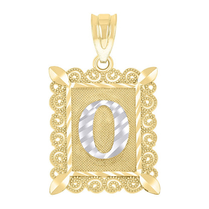 10k Yellow & White Gold Initial Letter "O" Pendant 2.2g Alphabet Unisex Charm