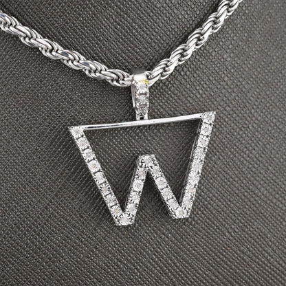 Plated 925 Sterling Silver Natural Diamond Pendant 2 grams Charm A to Z Initials