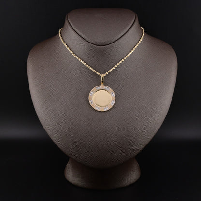 10k Yellow Gold 1.01CTW Round/Baguette Diamond Picture Memory Pendant 7.6g Charm