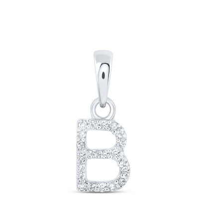 0.04CTW Natural Diamond 0.42g 10k White Gold Initial "B" Pendant Letter Charm