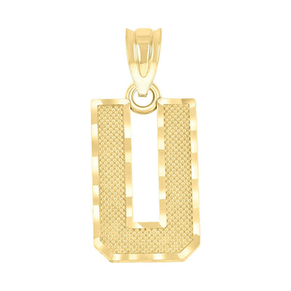 10k Yellow Gold Initial Letter "U" Pendant 0.8g Alphabet Unisex Charm