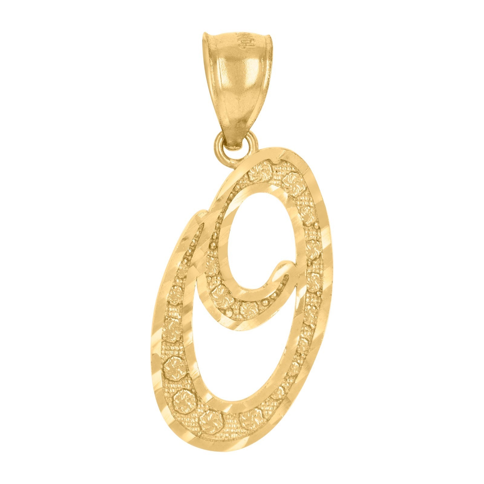 10k Yellow Gold Floral Initial Letter "O" Pendant 1.4g Alphabet Unisex Charm