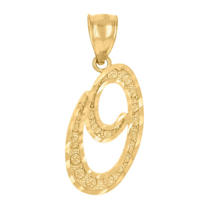 10k Yellow Gold Floral Initial Letter "O" Pendant 1.4g Alphabet Unisex Charm