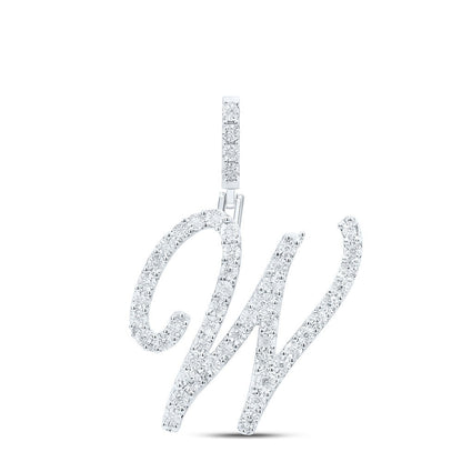 0.19CTW Natural Diamond 2.56g Sterling Silver Initial "W" Pendant Letter Charm