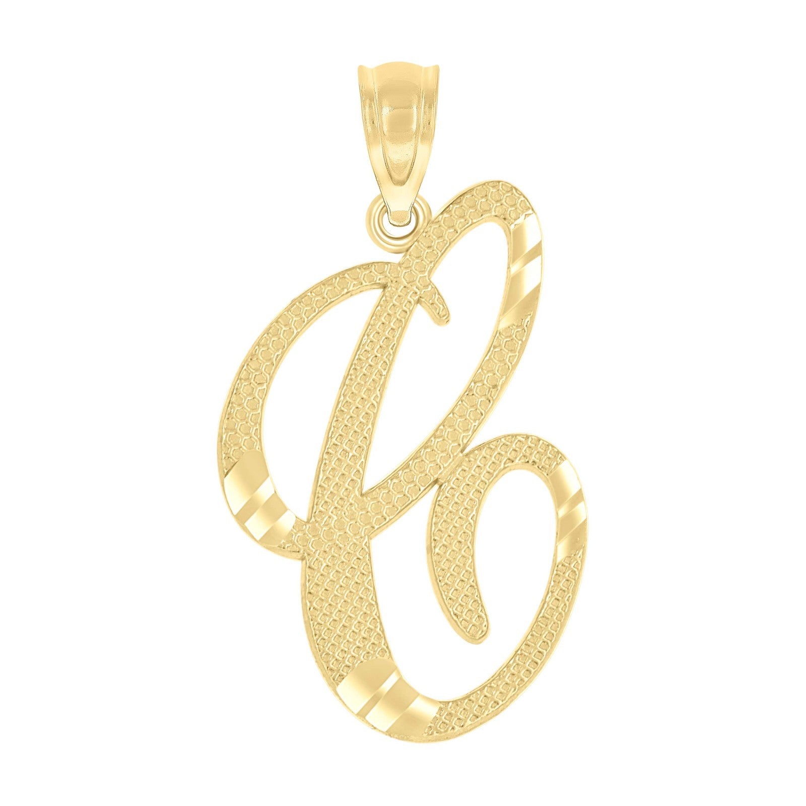 10k Yellow Gold Initial Letter "C" Pendant 0.8g Alphabet Unisex Charm