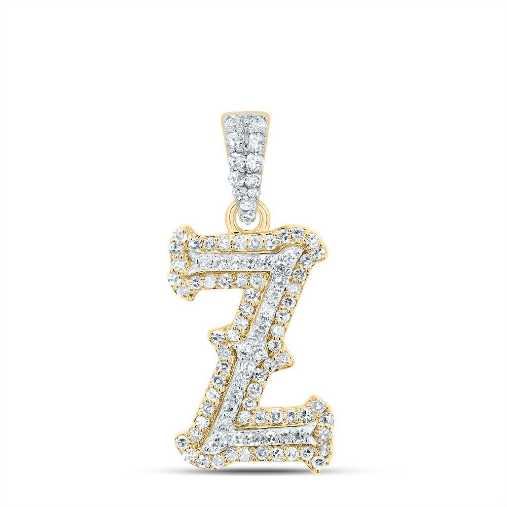 10k Yellow & White Gold 0.31 CTW Natural Diamond Initial "Z" Charm 1.39g Pendant