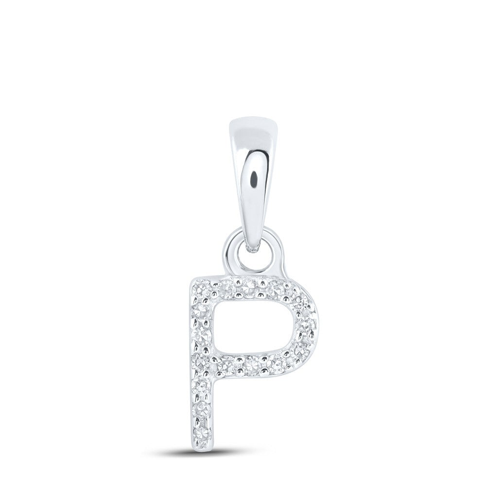0.03CTW Natural Diamond 0.37g 10k White Gold Initial "P" Pendant Letter Charm